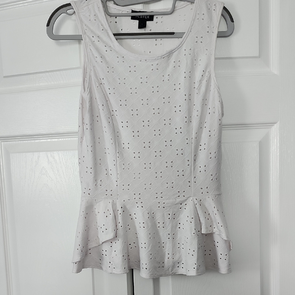 A. Byer White Eyelet Peplum Blouse